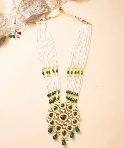 Necklace Green Kundan Pearl Party