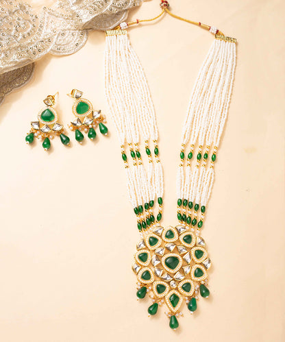 Necklace Green Kundan Pearl Party