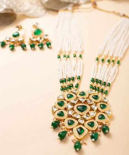 Necklace Green Kundan Pearl Party