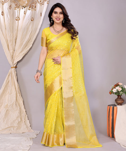 Saree Yellow Banarasi Art Silk