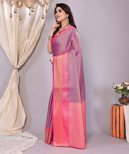 Saree Royal Pink Purple Banarasi