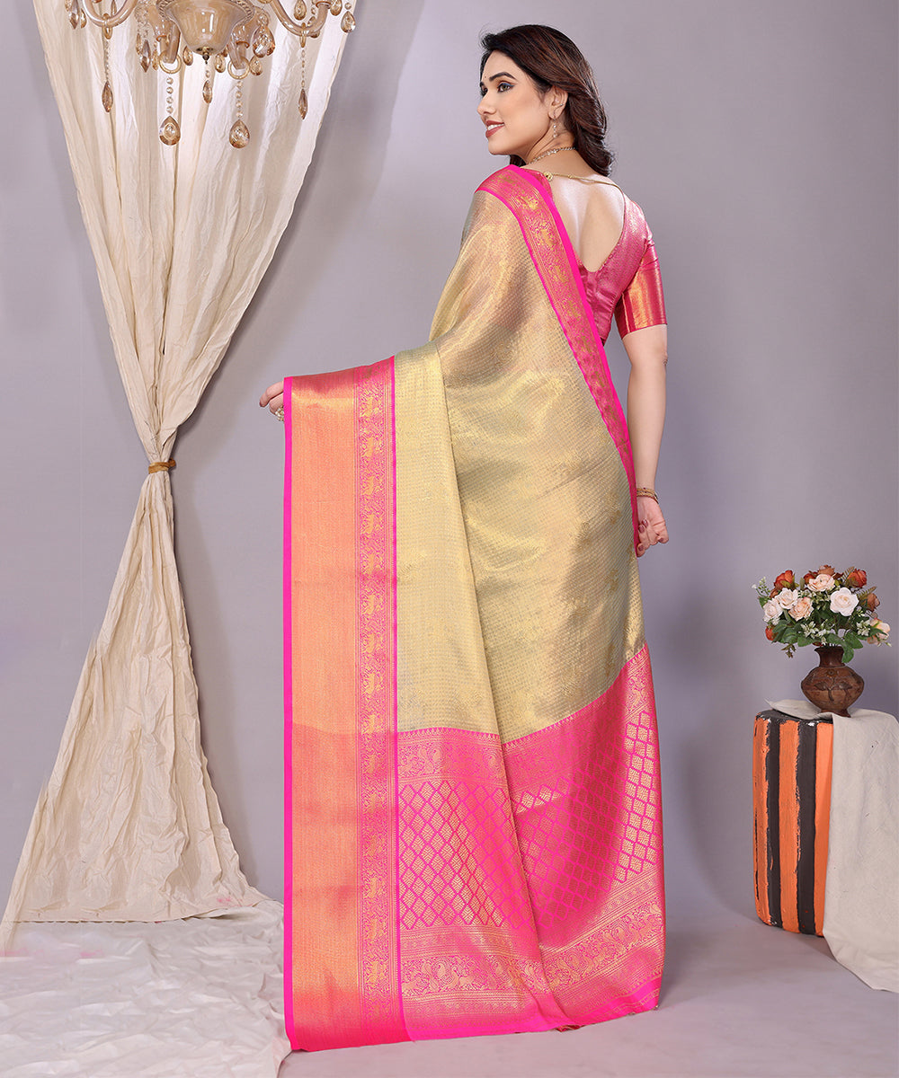 Saree Golden Pink Banarasi