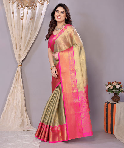 Saree Golden Pink Banarasi