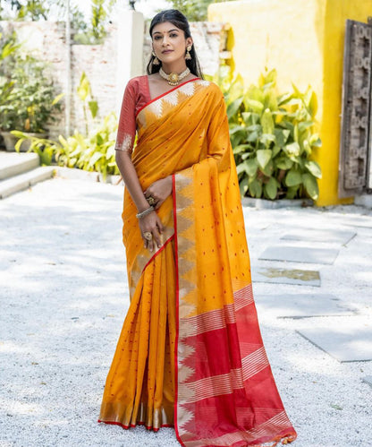 Saree Sunlit Yellow Cotton Silk