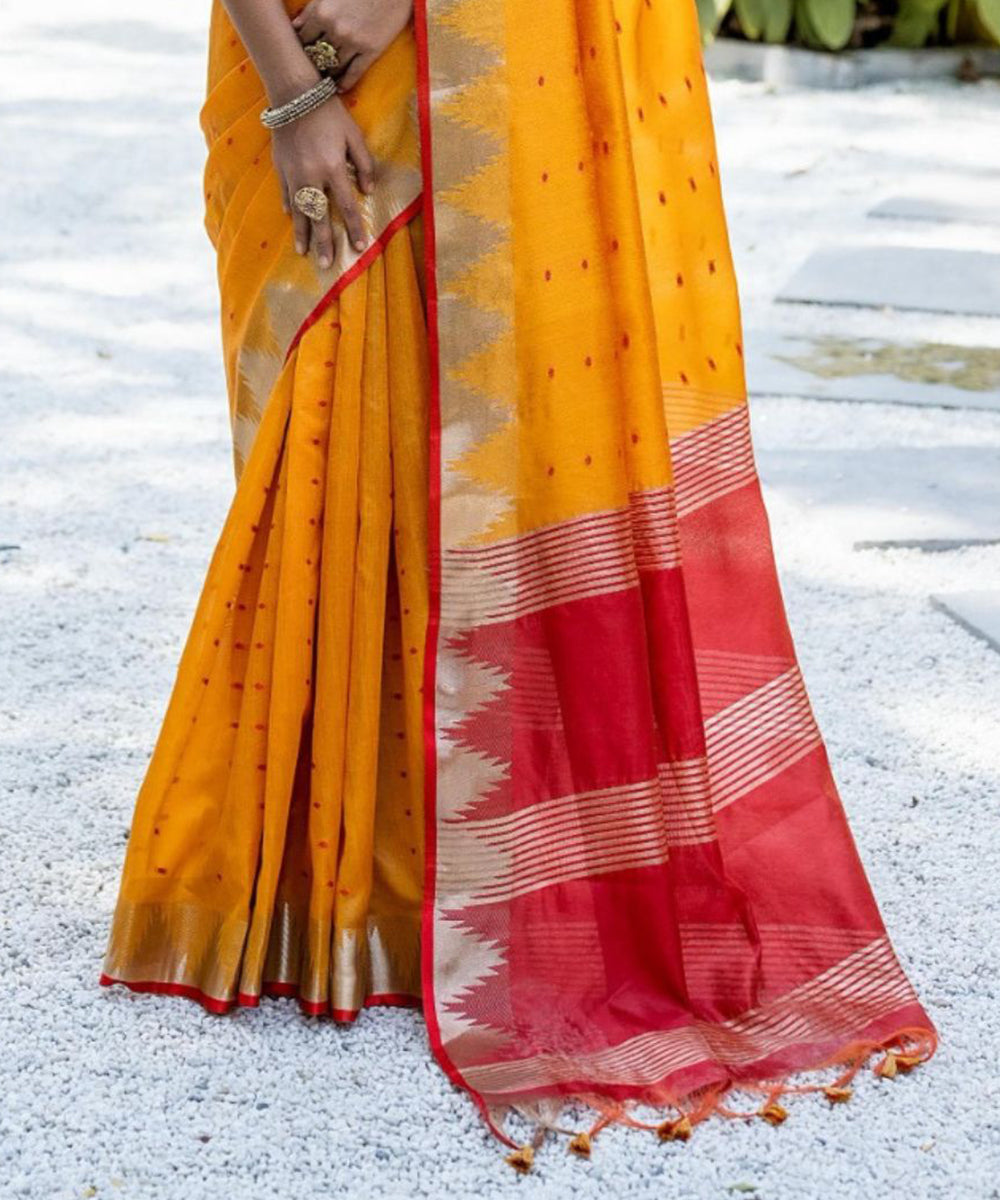 Saree Sunlit Yellow Cotton Silk