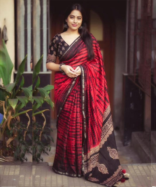 Saree Crimson Tie Dye Elegance