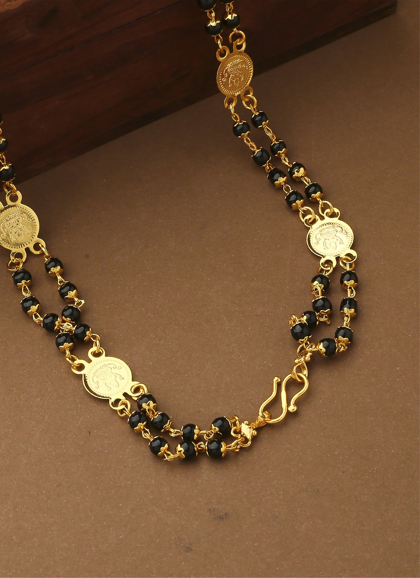 Laxmi Motif Mangalsutra with Gold Coins