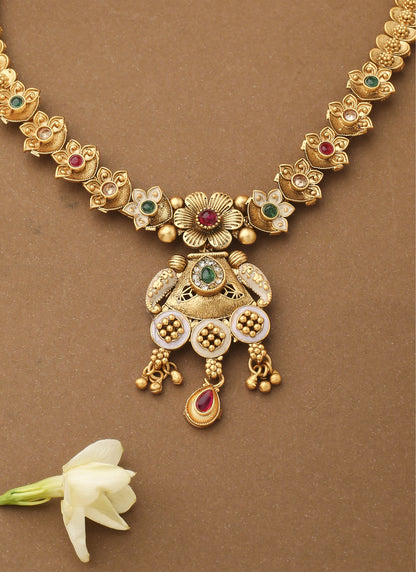 Multicolour Necklace Set with Long Earrings