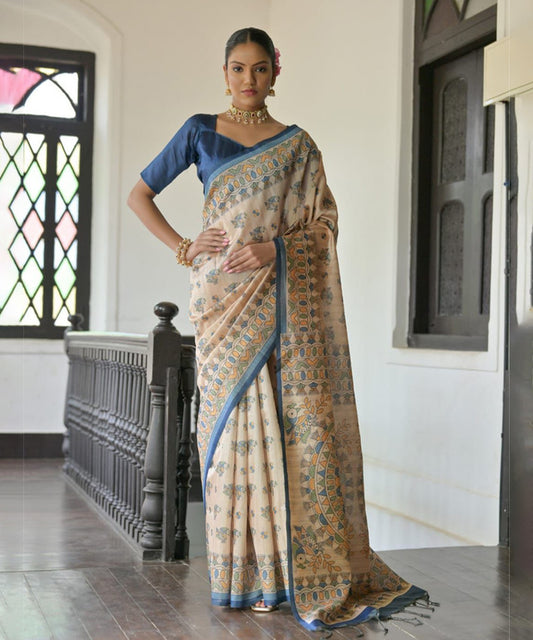 Beige Varil Print Saree