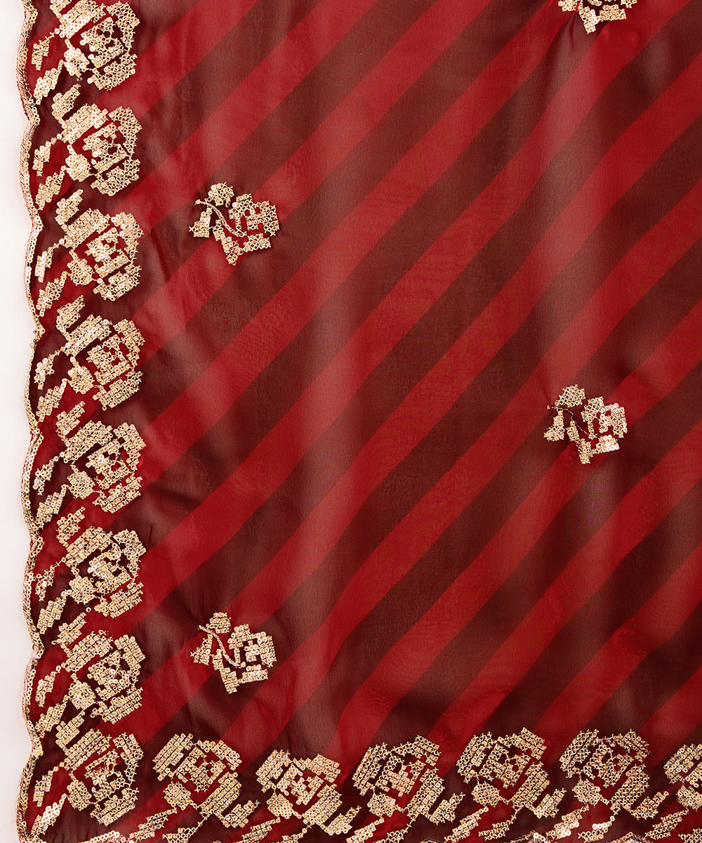 Scarlet Red Georgette Saree with a Subtle Embroidered Touch