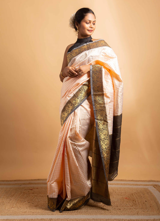 Regal ivory & black Kasavu saree