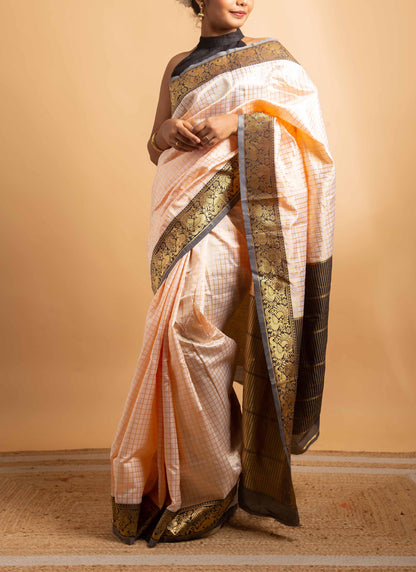 Regal ivory & black Kasavu saree