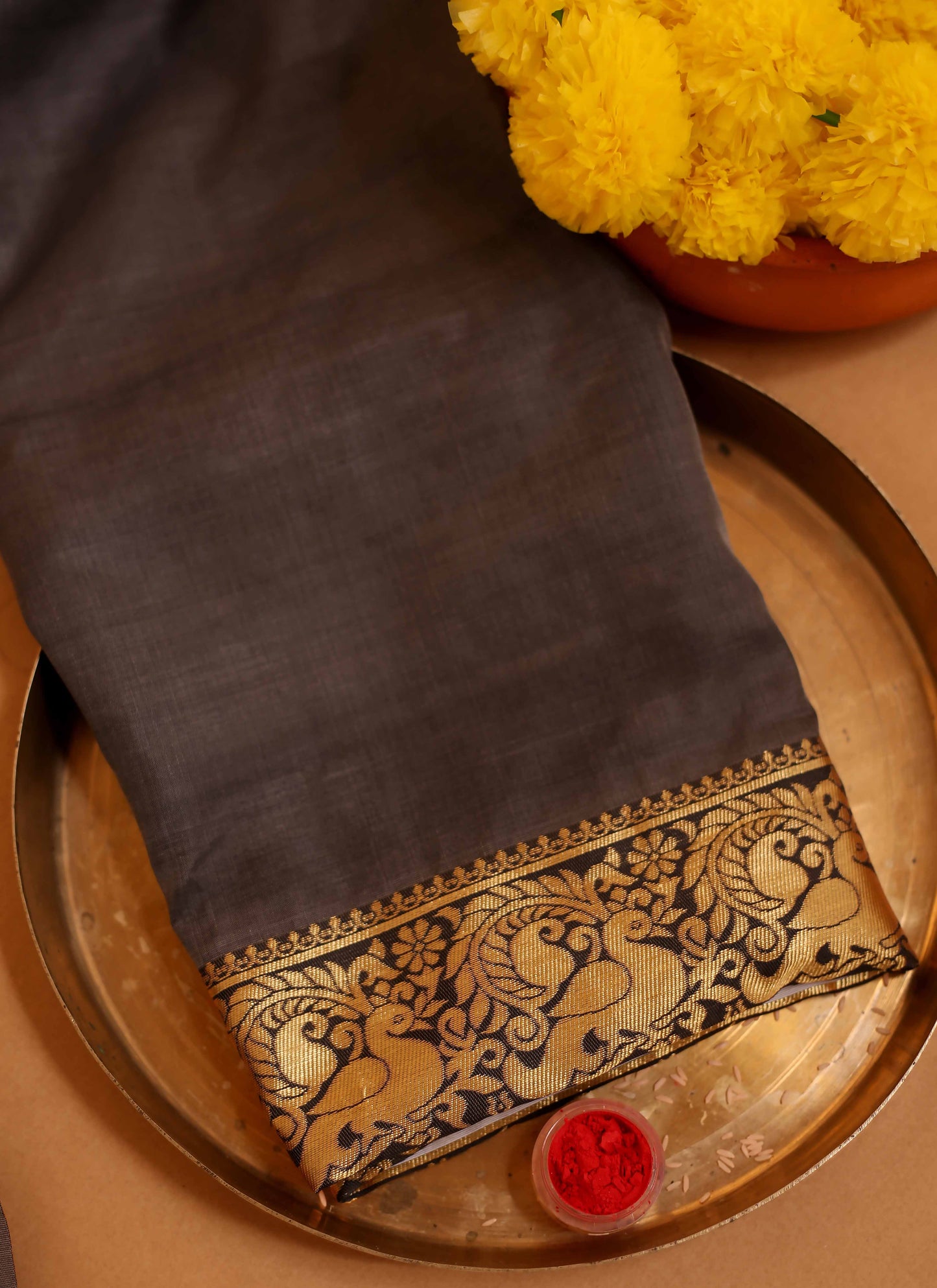 Regal ivory & black Kasavu saree