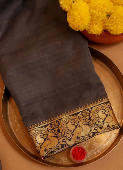 Regal ivory & black Kasavu saree