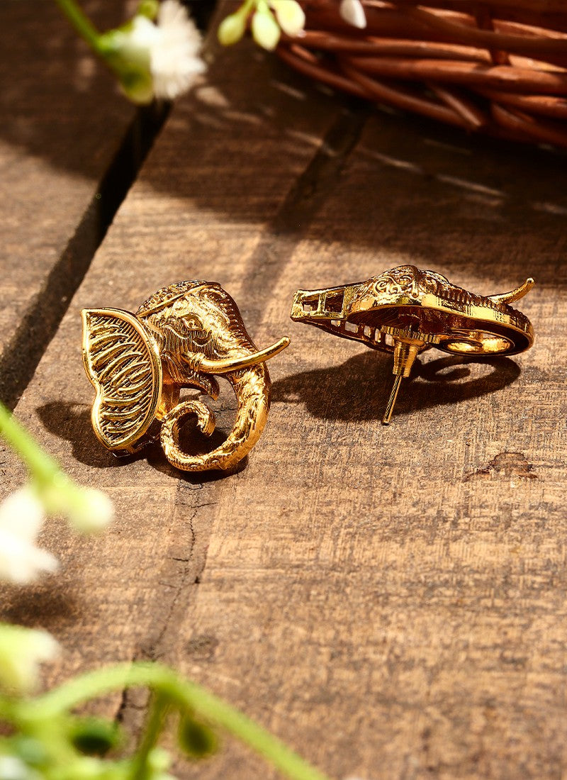 Gold Plated Elephant Earrings