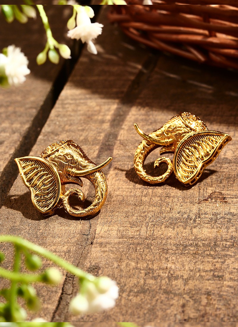 Gold Plated Elephant Earrings