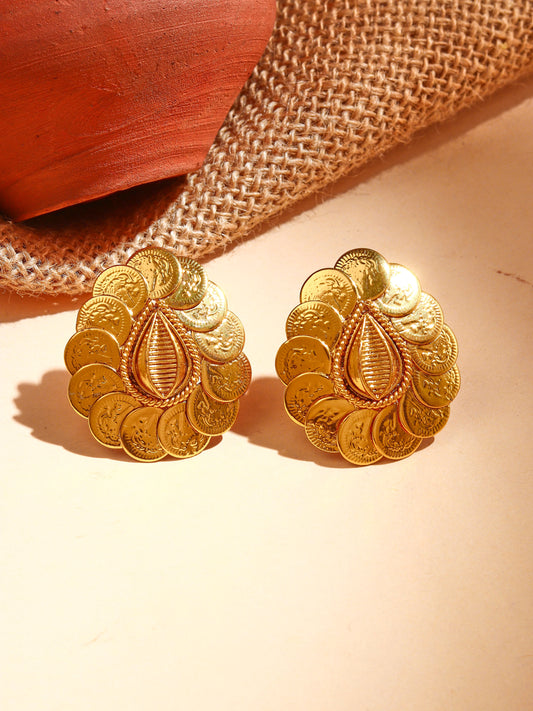 Leaf Shaped Earrings with Motif