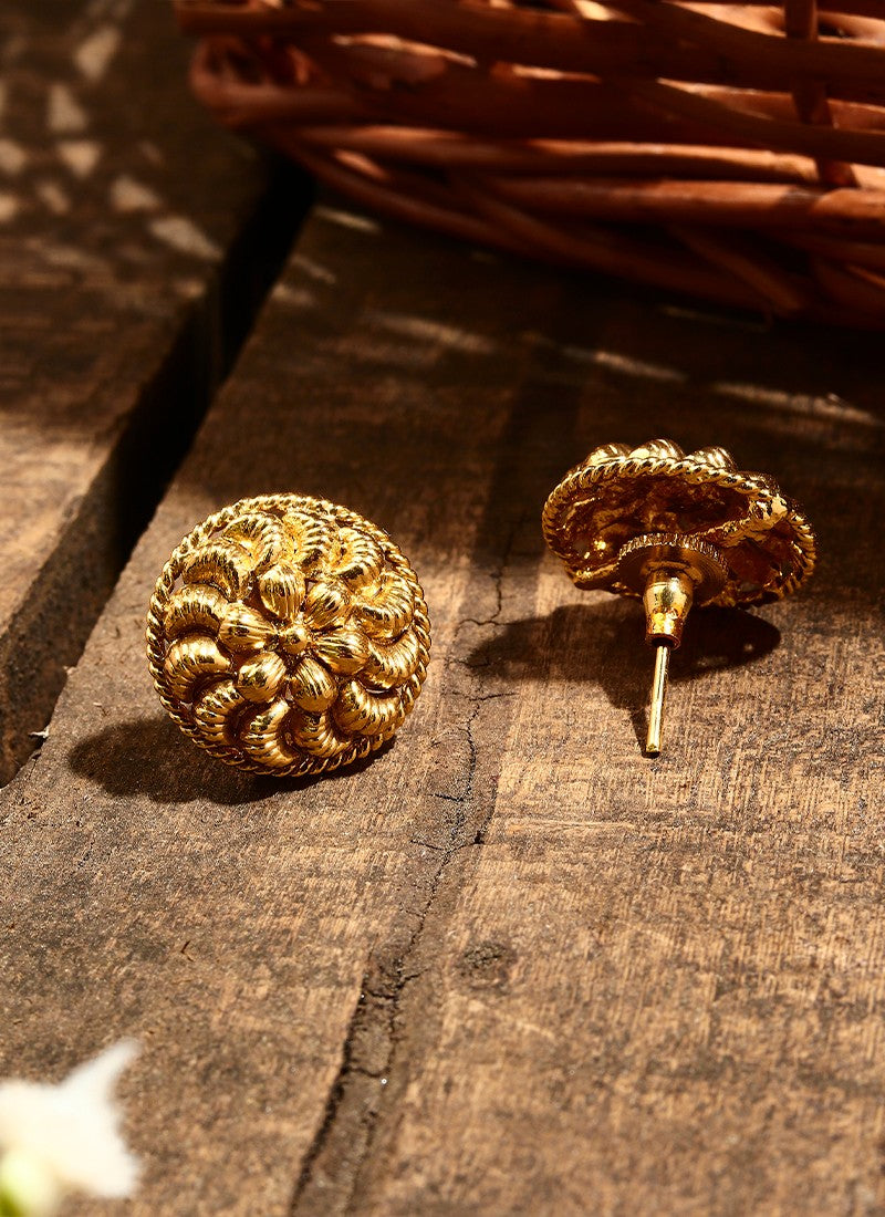 Round Gold Plated Earrings