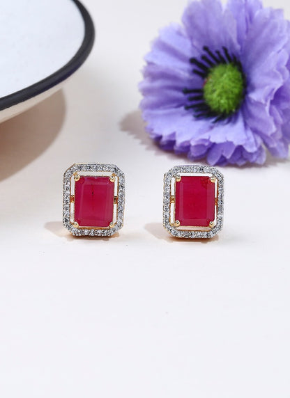 Square Shaped Pink Studs