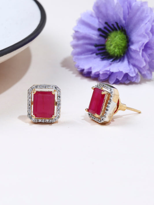 Square Shaped Pink Studs