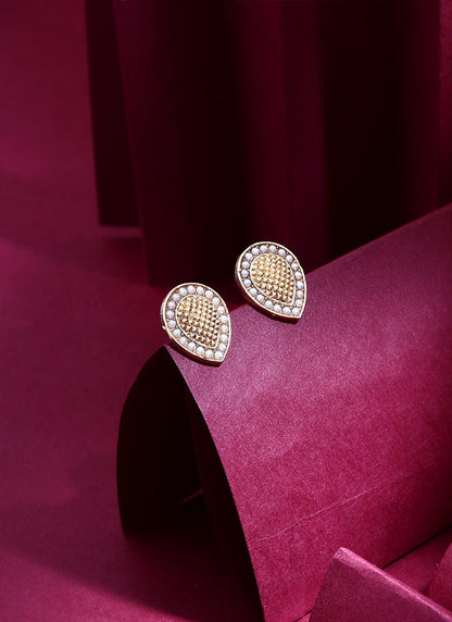 Gold Plated Small Pearl Shaped Earrings