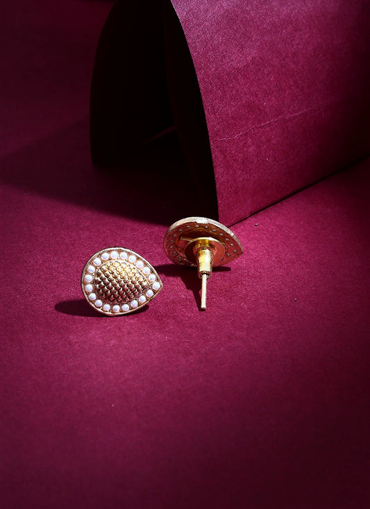 Gold Plated Small Pearl Shaped Earrings
