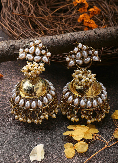 White Kundan Earrings