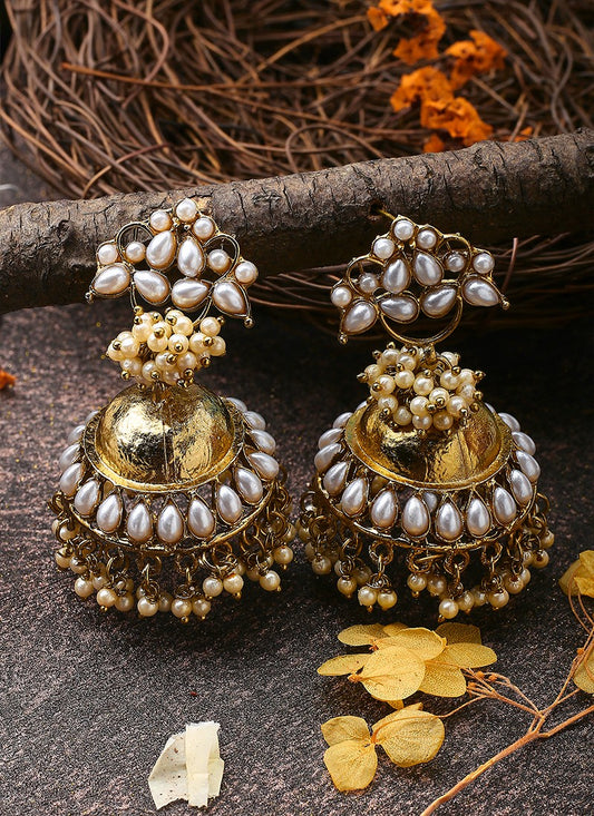 White Kundan Earrings