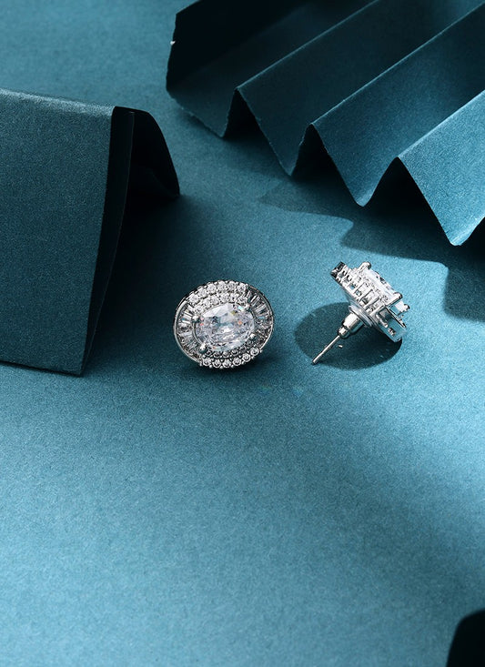 Round Shape American Diamond Earrings