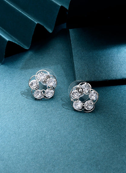 Silver Floral Earrings