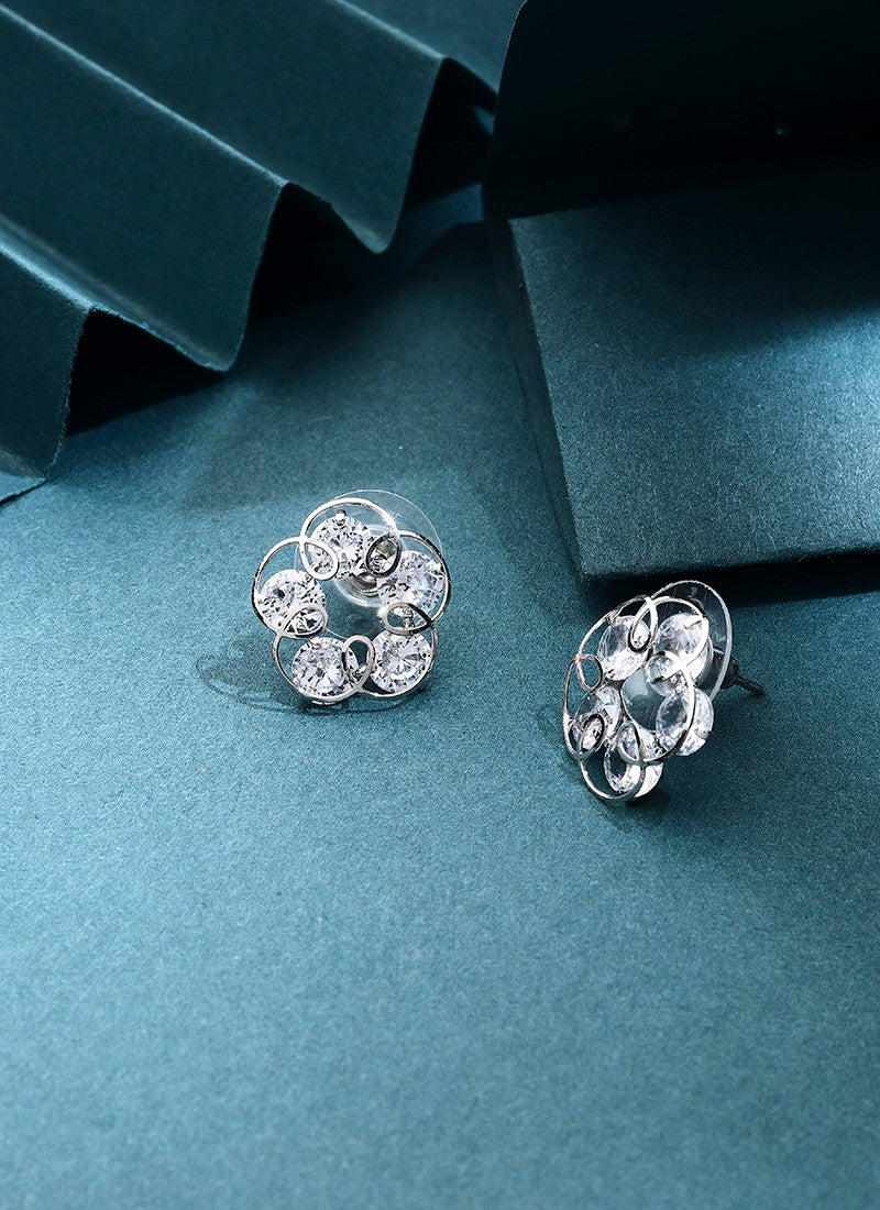 Silver Floral Earrings