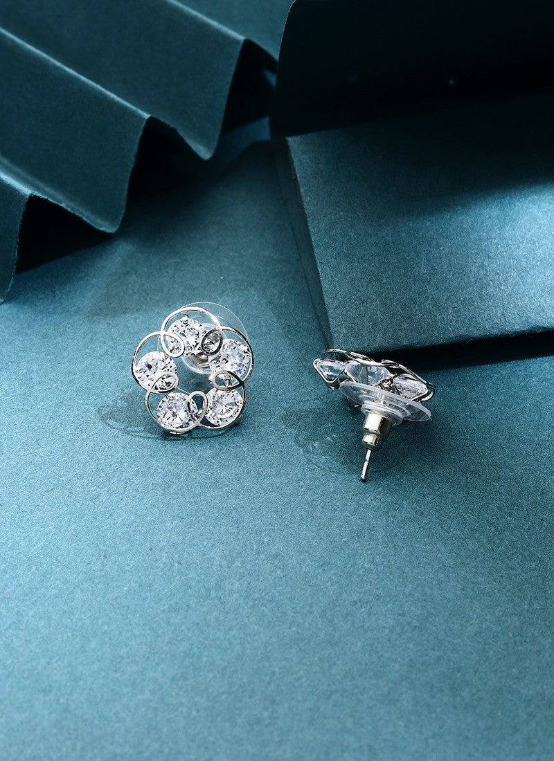 Silver Floral Earrings