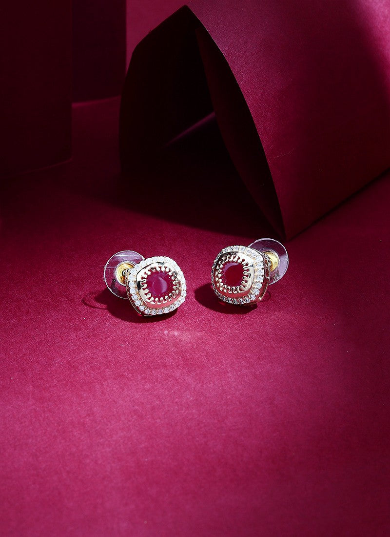 Pink Stone Kundan Earrings