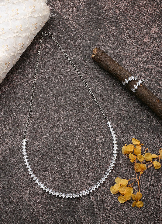 Silver Necklace Set With Earrings