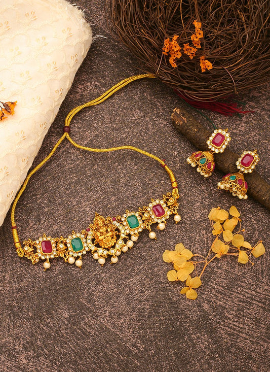 Multicolour Laxmi Motif Necklace Set