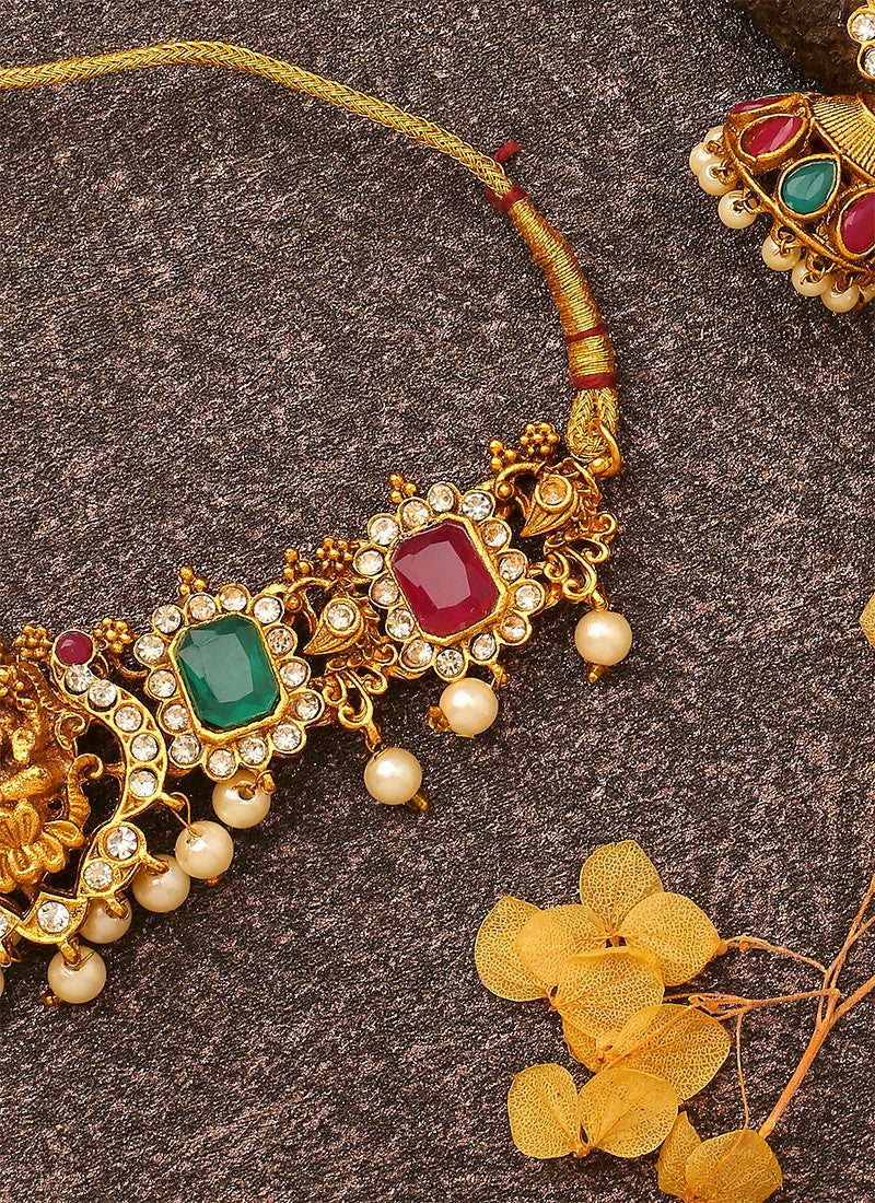 Multicolour Laxmi Motif Necklace Set