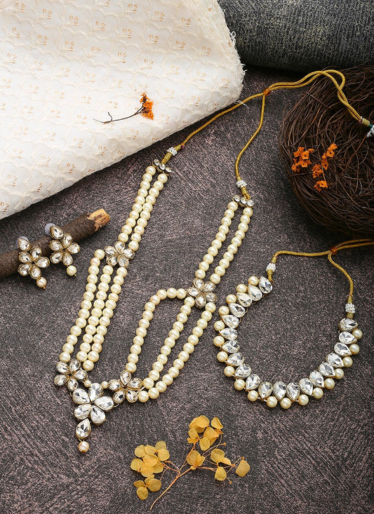 White Gold Necklace Set With Earrings