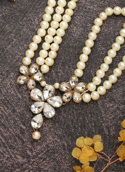 White Gold Necklace Set With Earrings