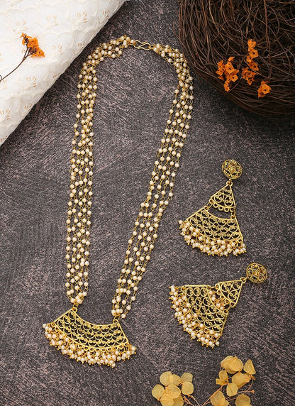 Long Necklace Set With Triangular Earrings