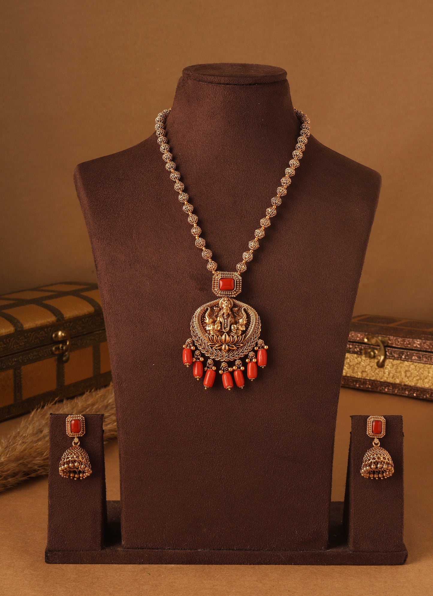 Lotus Blessings Lakshmi Necklace Set