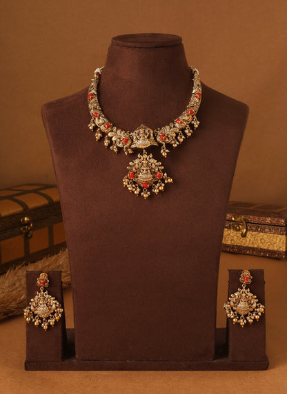 Floral Lakshmi Blossom Necklace Set