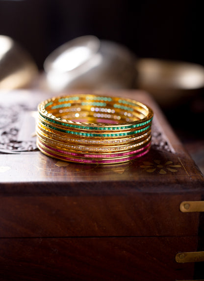 Gold-Plated American Diamond Bangles