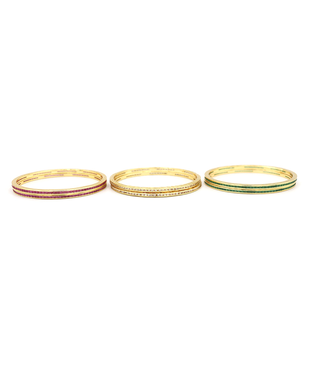 Gold-Plated American Diamond Bangles