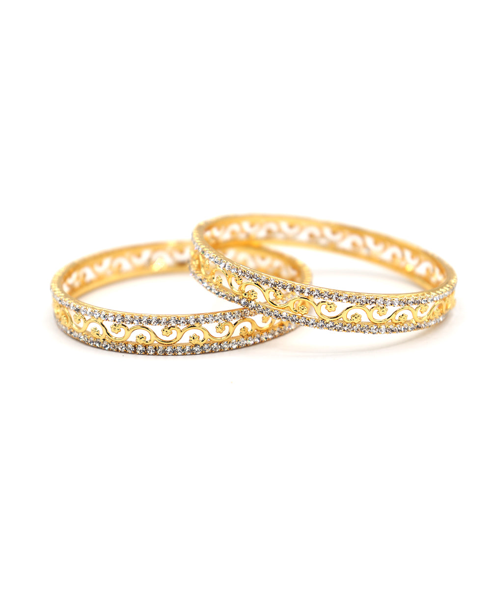 Set of 2 Bangles and Bracelets with American Diamonds