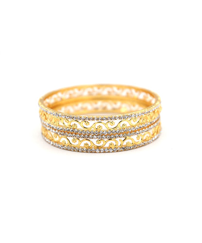 Set of 2 Bangles and Bracelets with American Diamonds