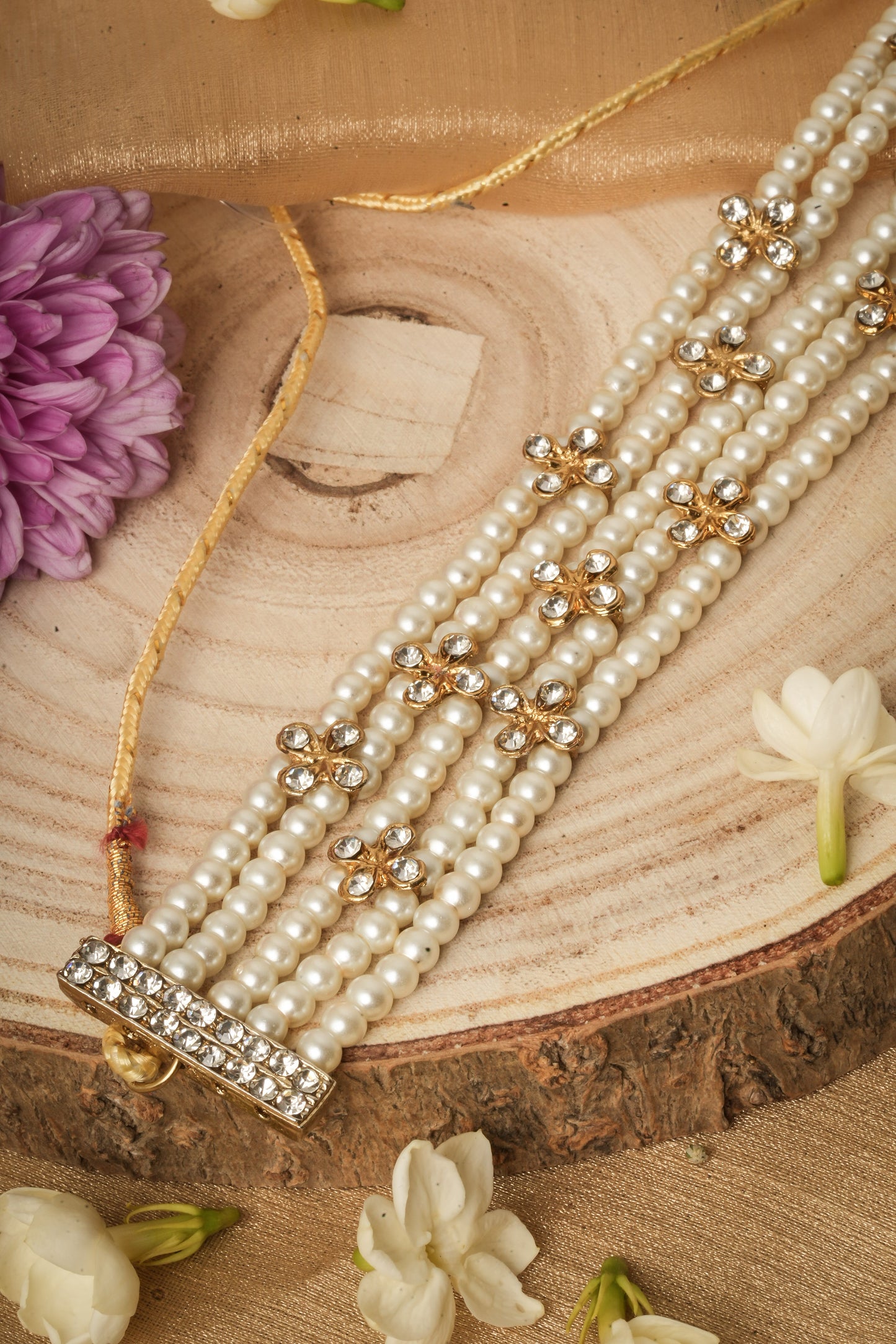 Traditional Pearl Choker Necklace Set for Weddings