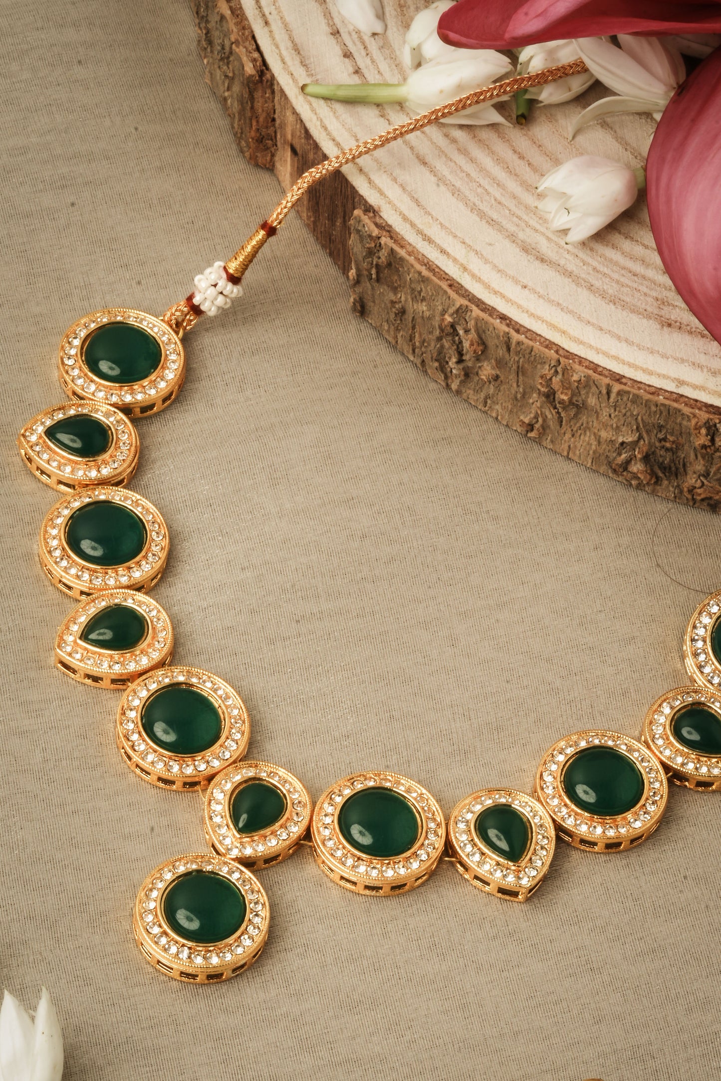 Green Stone Alloy Necklace Sets