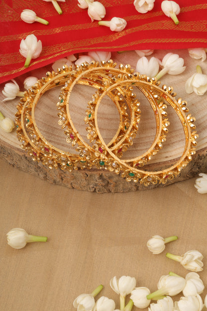 Traditional Flower Shaped Bangles Set Of 4