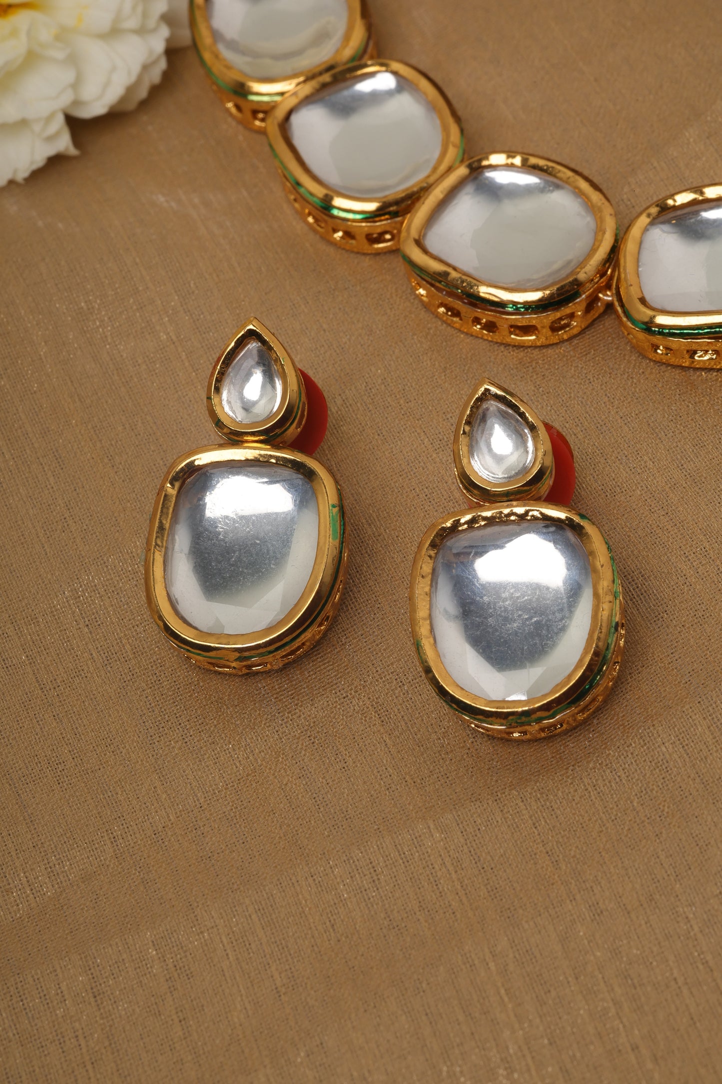 White Stone Kundan Necklace Set