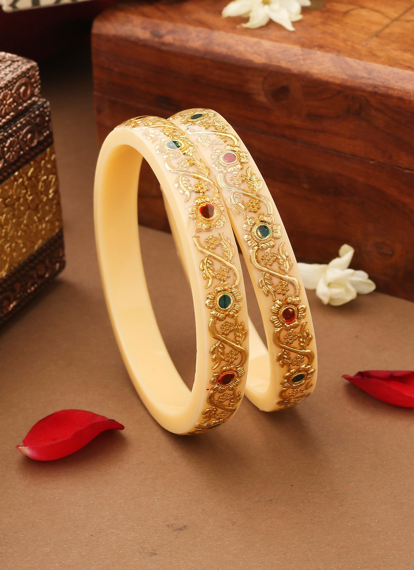 Multicolour Floral Bangles Set of 2